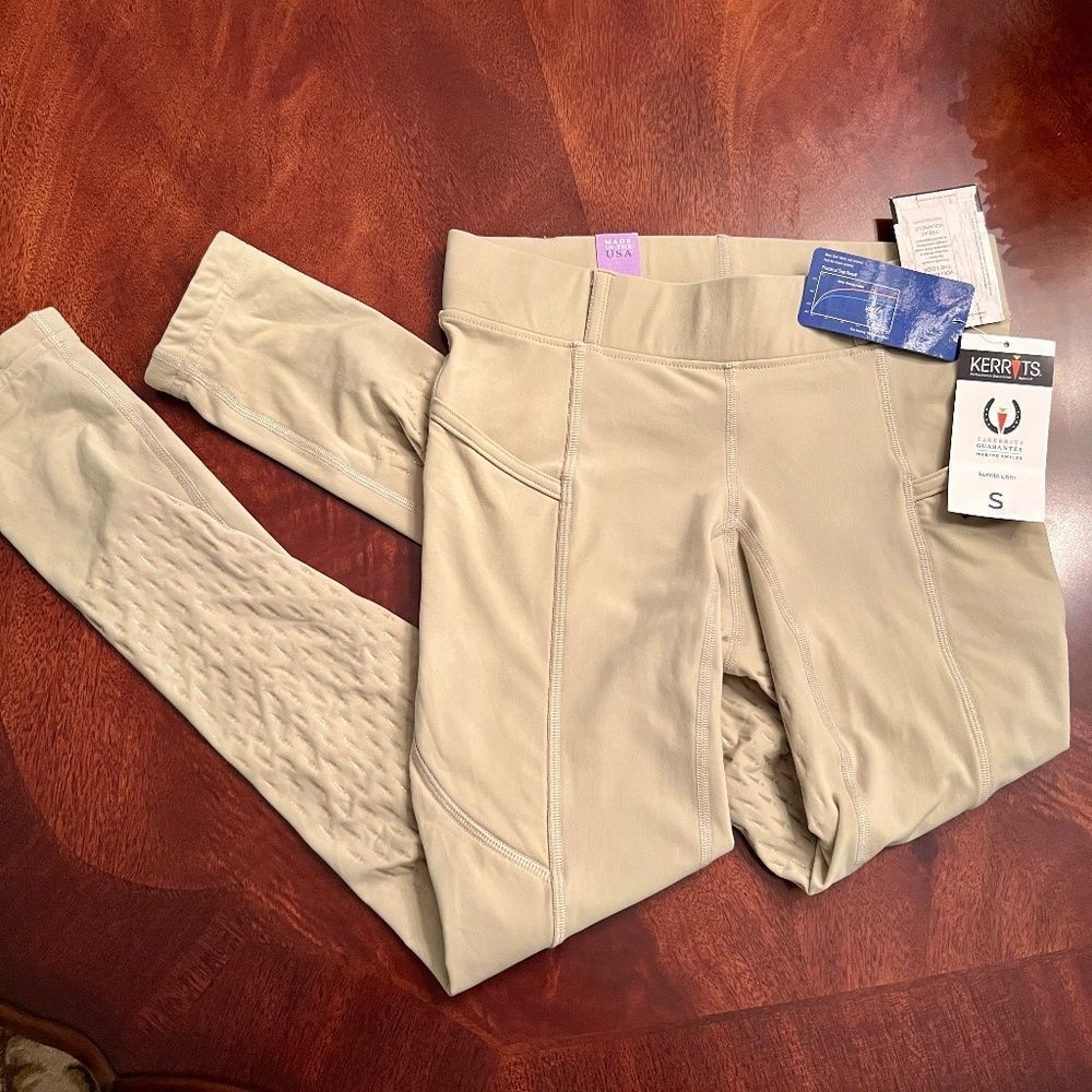 NWT Womens Kerrits Ice Fil Full Seat Tech Tights Riding Pants Leggings Tan SMALL